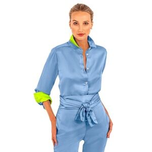 NWT 3piece Gretchen Scott Mix Master Solid Satin Periwinkle Blue Goddess XXL 16